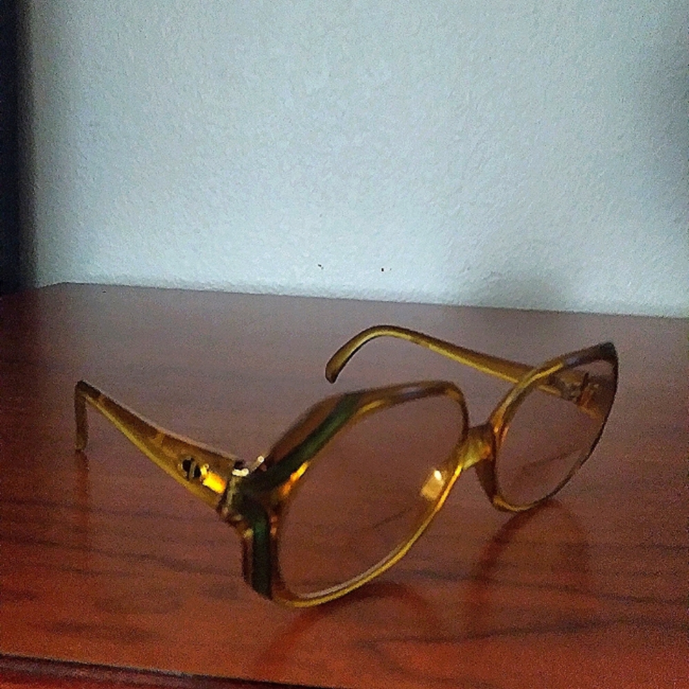 Vintage Christian Dior 1970s Yellow Oversize Bifocle Glasses